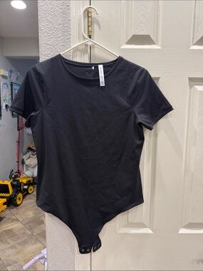 Athleta Black Short-Sleeve Crewneck Bodysuit